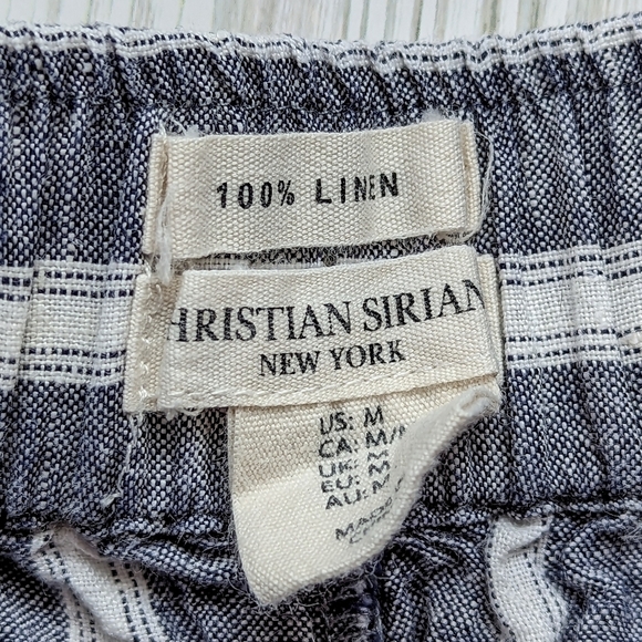 Christian Siriano Preppy Striped Linen Shorts in Blue and White Size Medium - Picture 5 of 7